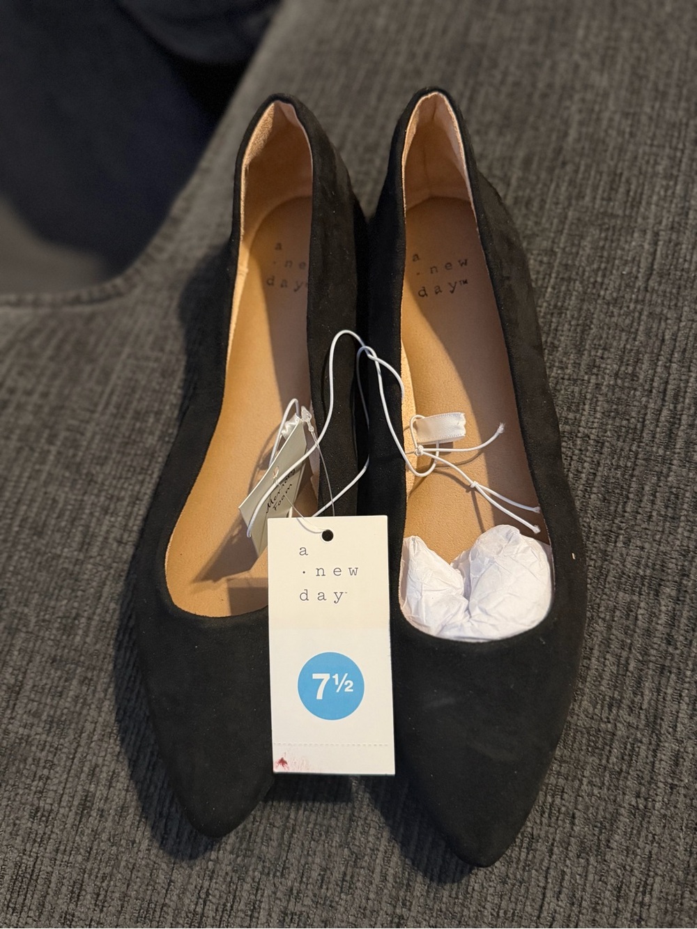 a new day Black Pointed Toe Suede Flats